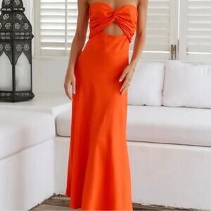 NWT FORTUNE ONE Orange Glowing & Going Maxi Dress, size XL